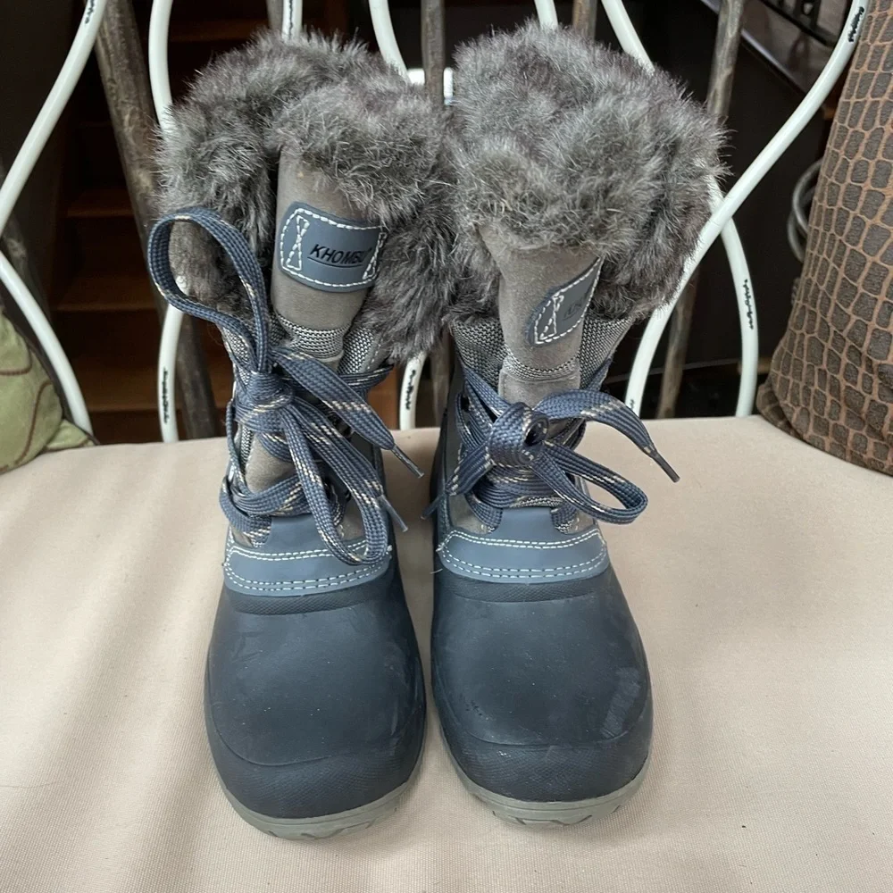 Khombu Slope Waterproof Faux Fur Winter Boots in Grey Size‎ 7